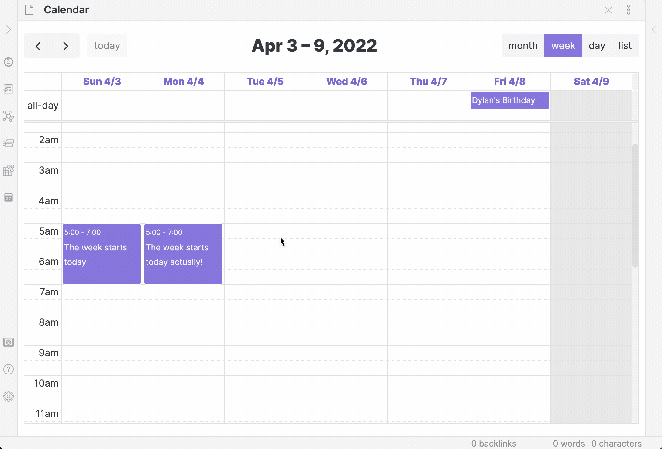 Change First Day of Week