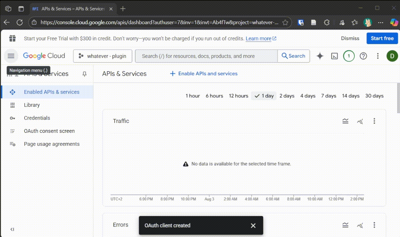 Enable Calendar API